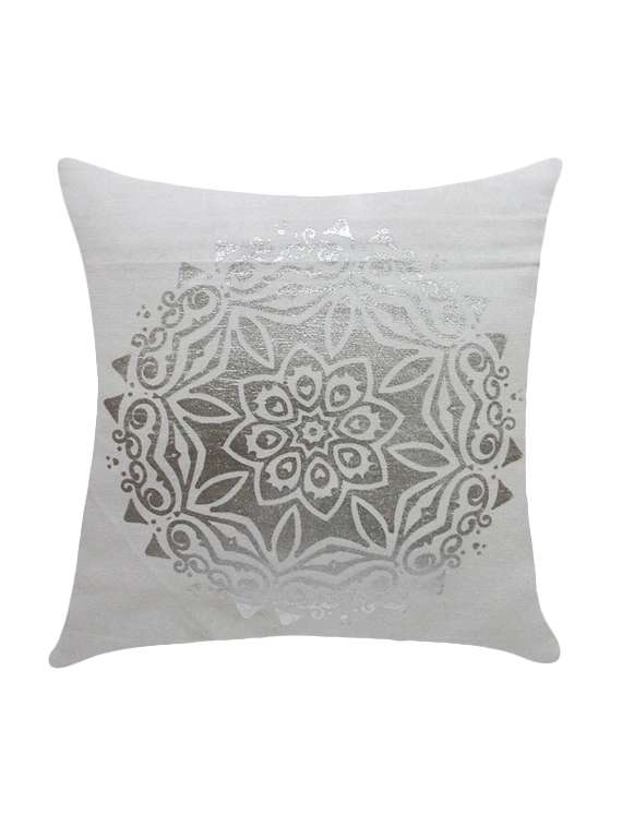 ambbi collection printed cushion cover with foil print traditional design in the center