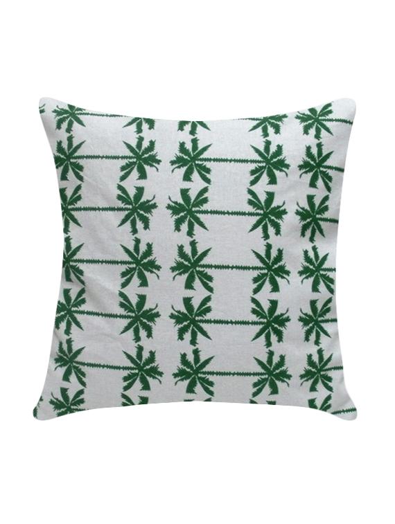 ambbi collection printed cotton cushion cover with coconut tree's mirror image vertical stripes in green