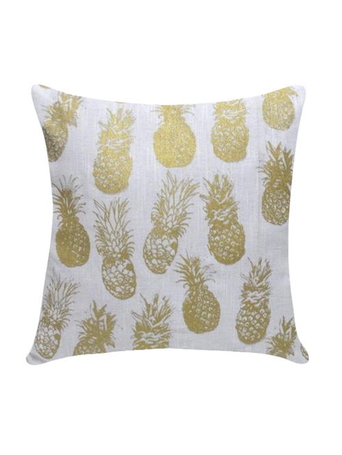 ambbi collection printed cotton cushion cover with pineapple randomly placed over white base - 13271261 -  Standard Image - 0