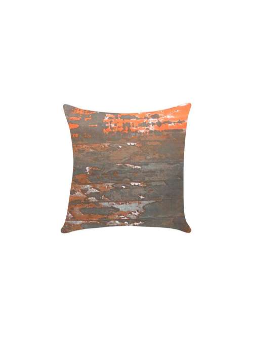 ambbi collection printed cotton cushion cover with wood effect in orange & grey color - 13271263 - Standard Image - 0