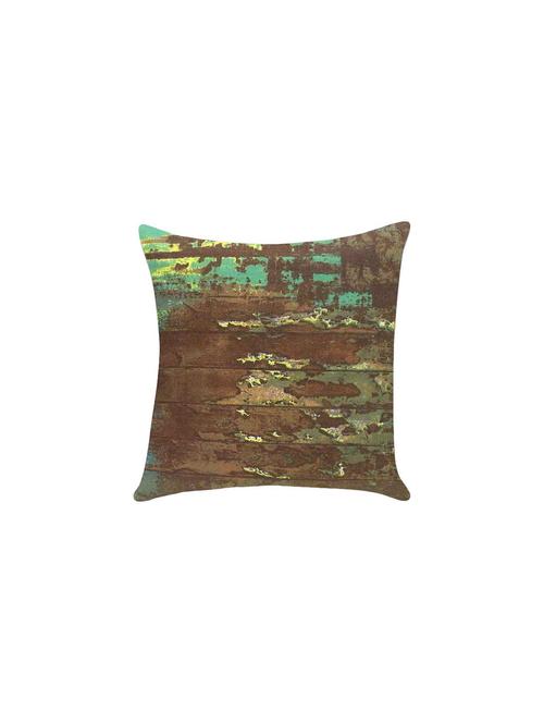 ambbi collection printed cotton cushion cover with wood effect in brown & green color - 13271267 - Standard Image - 0