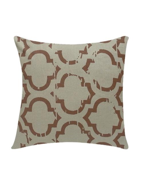 ambbi collection printed linen cushion cover with distorted vintage print - 13271269 - Standard Image - 0