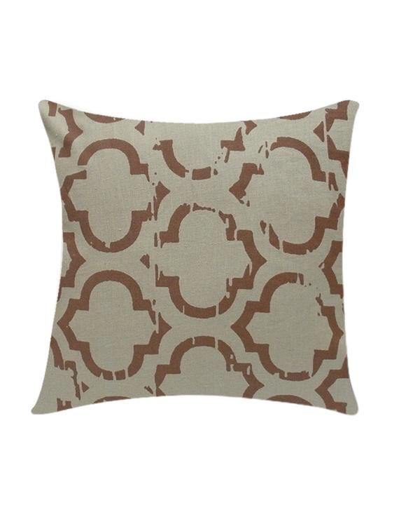 ambbi collection printed linen cushion cover with distorted vintage print - 13271269 - Zoom Image - 0