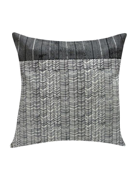 ambbi collection printed cotton cushion cover with black & white hazy lines - 13271286 - Zoom Image - 0