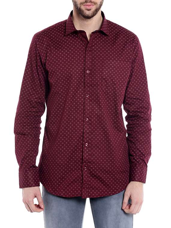 red cotton casual shirt