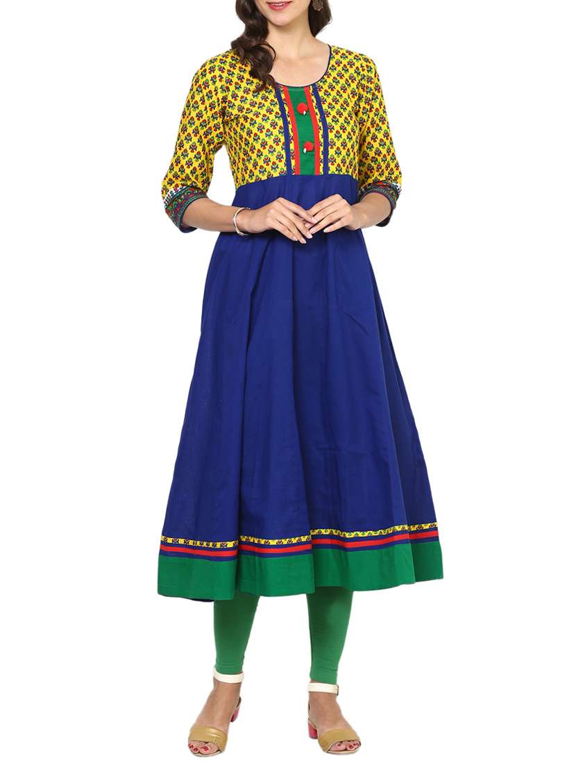 blue cotton anarkali kurta