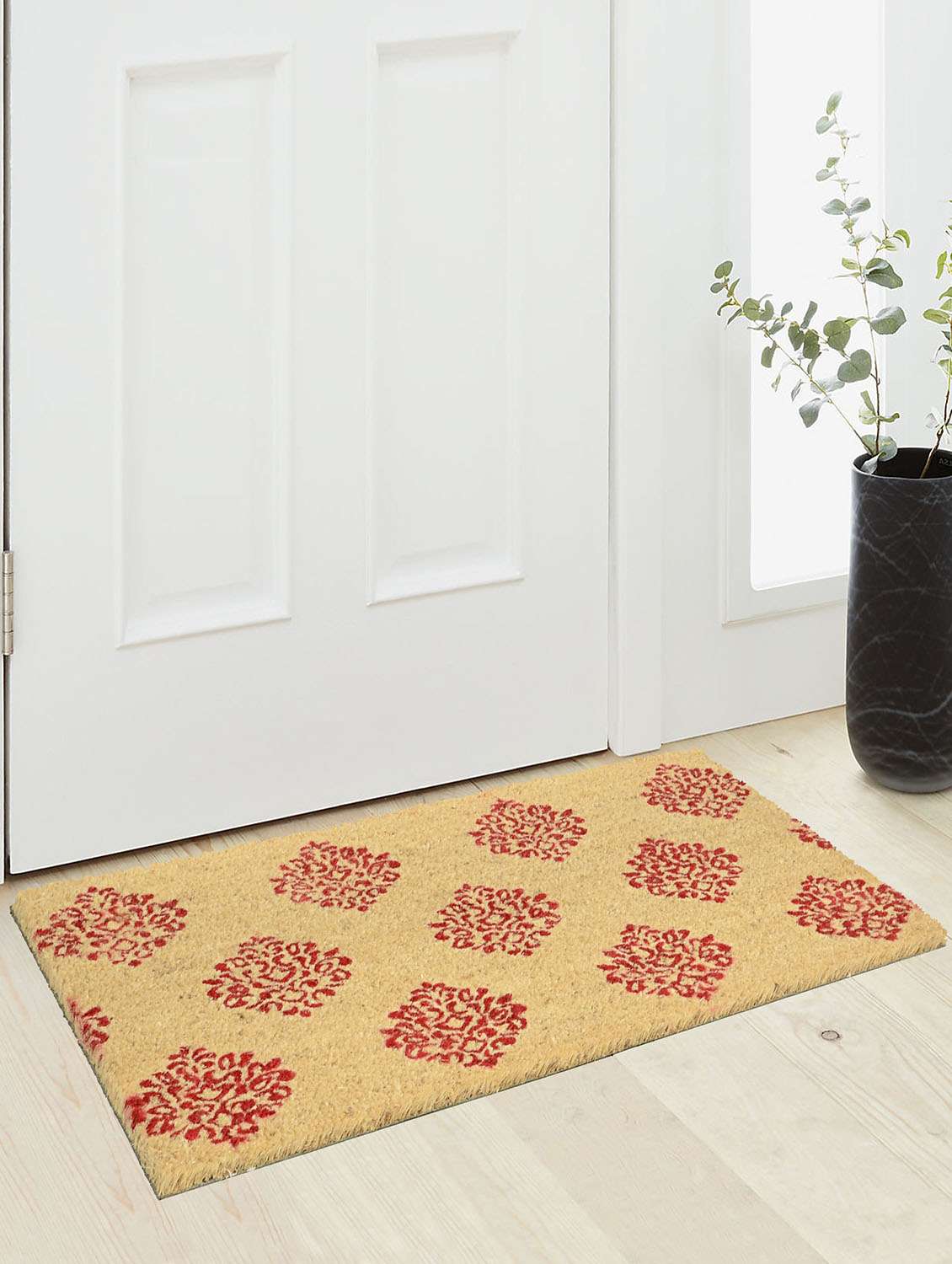 saral home premium quality heavy duty damask printed coir mat