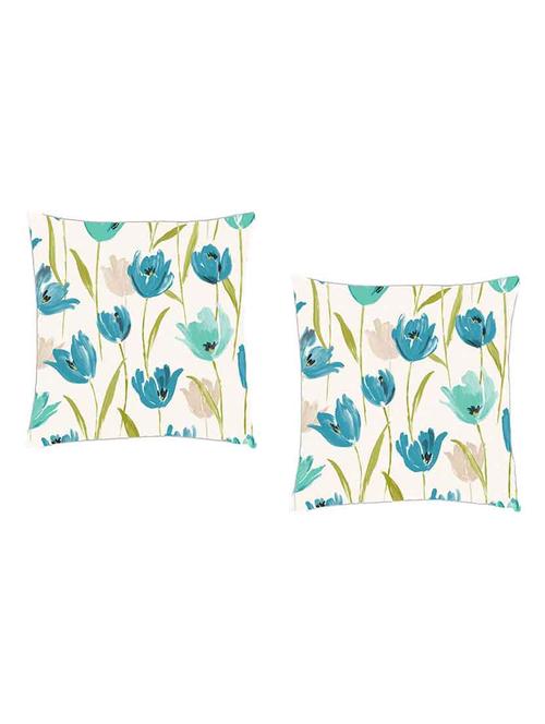 digitally printed cushion cover of turquoise blue watercolor flowers set of two - 13284778 - Standard Image - 0
