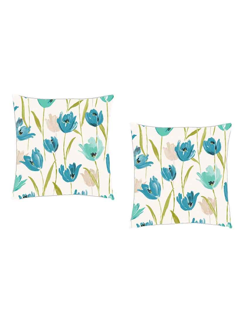 digitally printed cushion cover of turquoise blue watercolor flowers set of two - 13284778 - Zoom Image - 0