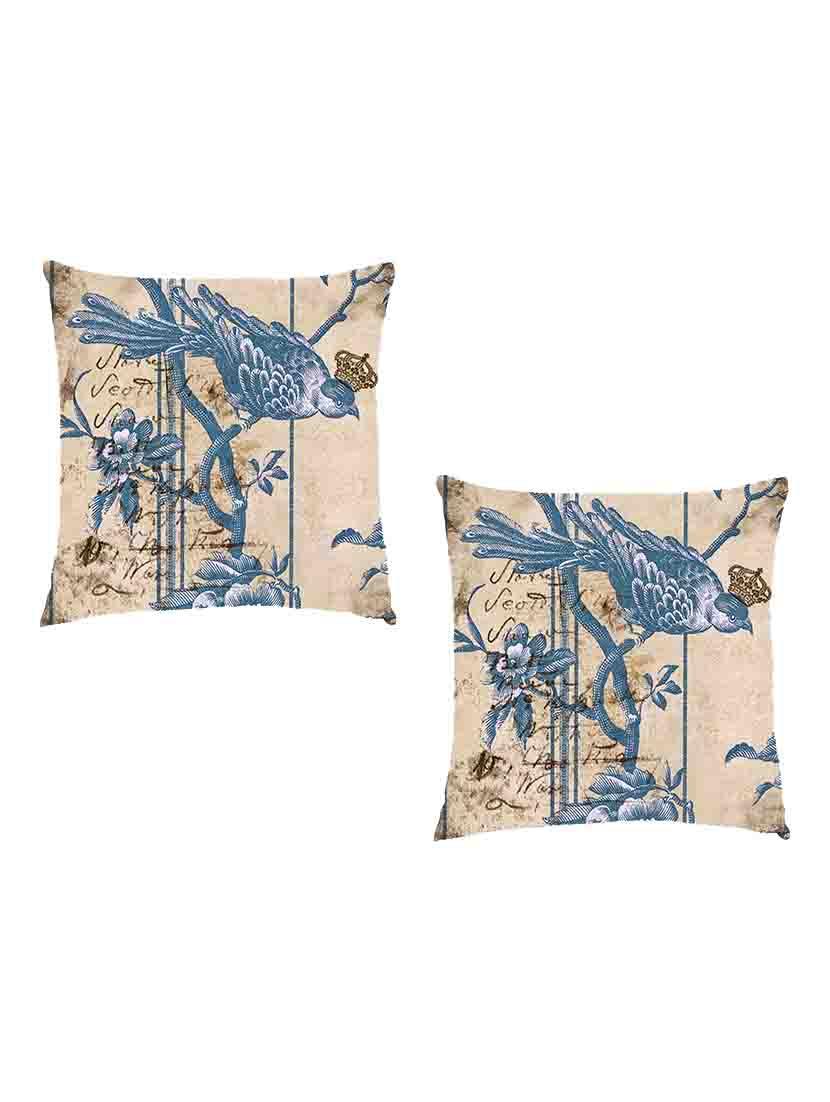 digitally printed cushion cover of blue vintage bird on branch set of two - 13284784 - Zoom Image - 0