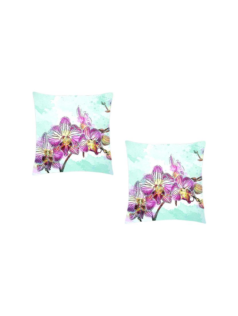 digitally printed cushion cover of pink and yellow flowers set of two - 13284792 -  Zoom Image - 0