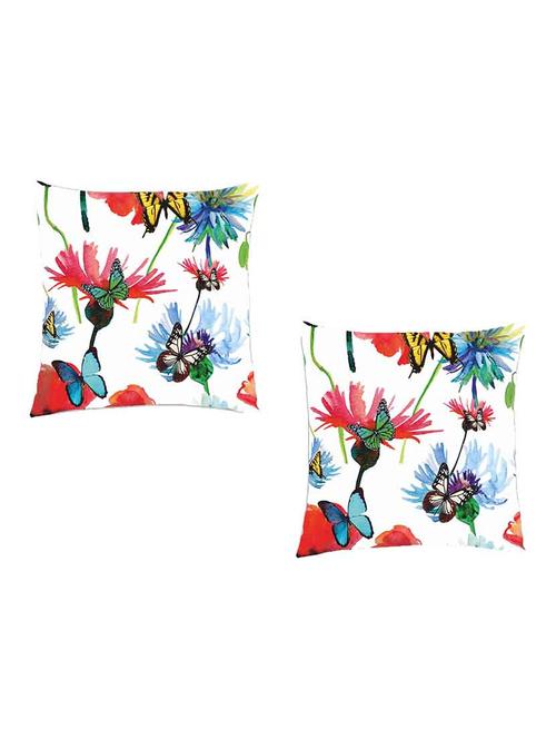 digitally printed cushion cover of bunch of butterflies with watercolor flowers set of two - 13284802 - Standard Image - 0