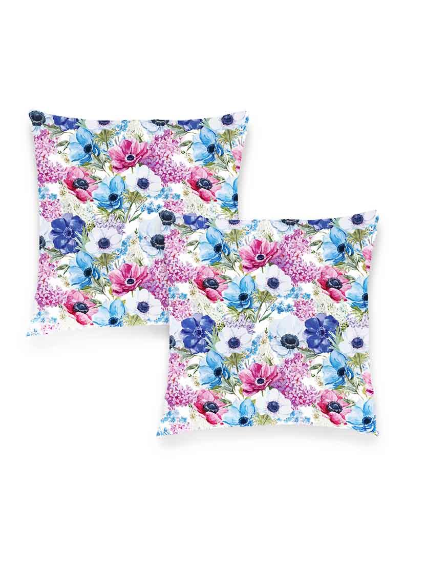 digitally printed cushion cover of multi coloured flowers set of two - 13284882 -  Zoom Image - 0