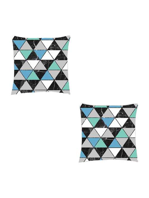 digitally printed cushion cover of triangles on marble effect - blue set of two - 13284920 -  Standard Image - 0