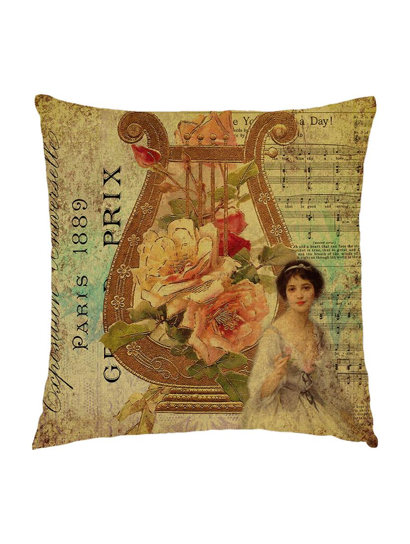 digitaly printed cushion cover of an  vintage lady with musical notes - 13285601 -  Zoom Image - 0