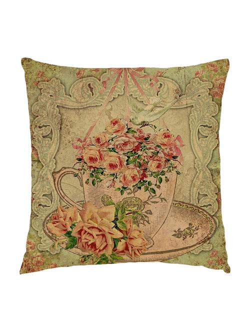 digitaly printed cushion cover of an  vintage cup with roses - 13285603 -  Standard Image - 0