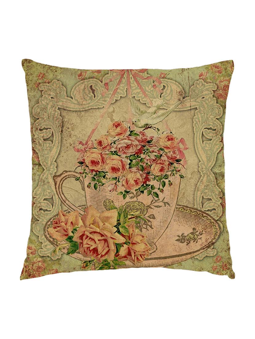 digitaly printed cushion cover of an  vintage cup with roses - 13285603 -  Zoom Image - 0