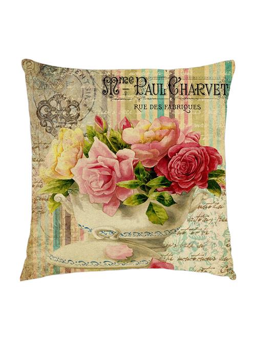 digitaly printed cushion cover of an  vintage bowl with different flowers. - 13285606 -  Standard Image - 0