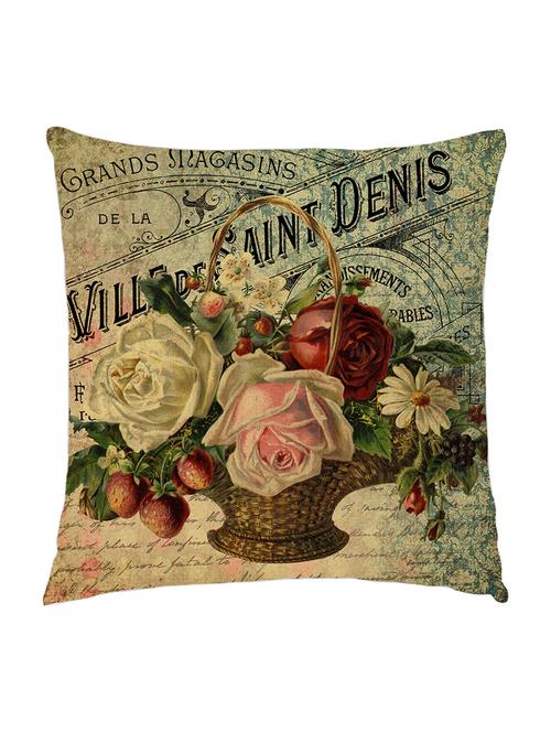digitaly printed cushion cover of an  vintage flowers in a cane basket. - 13285607 -  Standard Image - 0