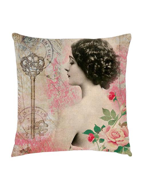 digitaly printed cushion cover of an  vintage lady with a key - 13285609 -  Standard Image - 0