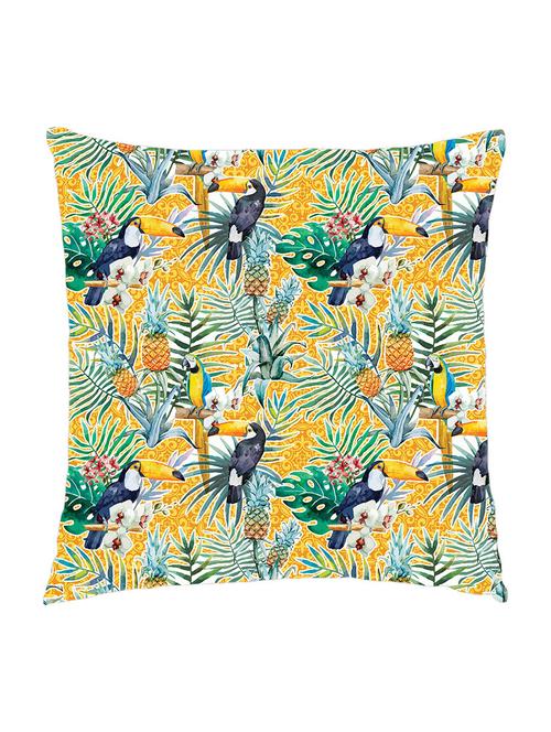 digitaly printed cushion cover of a tropical parrot with leafs - 13285616 - Standard Image - 0