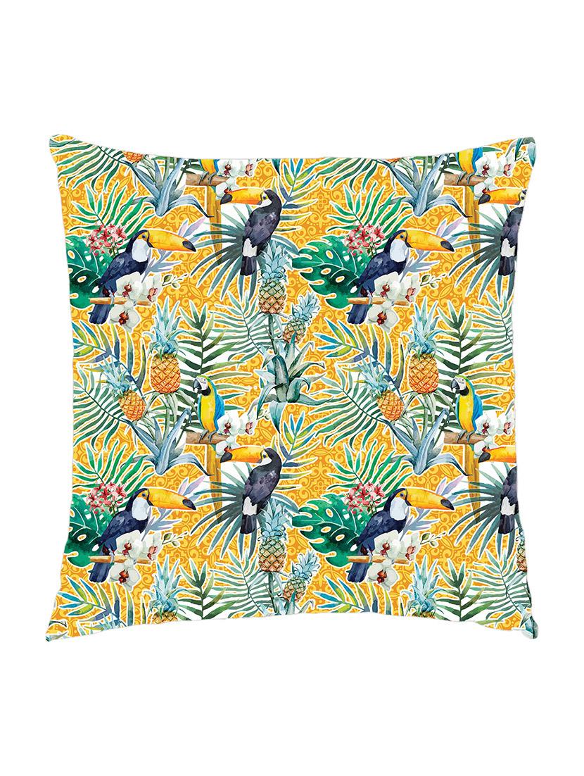 digitaly printed cushion cover of a tropical parrot with leafs - 13285616 - Zoom Image - 0