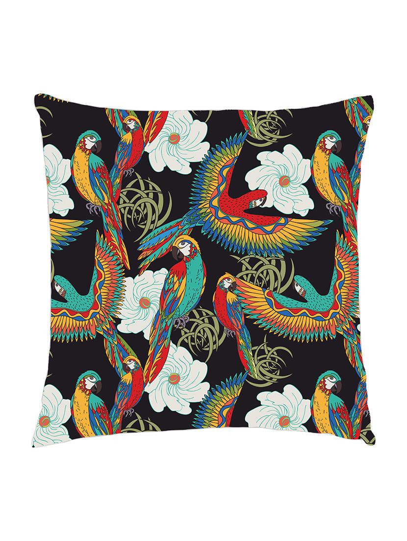 digitally printed cushion cover of parrots on black background - 13285621 -  Zoom Image - 0