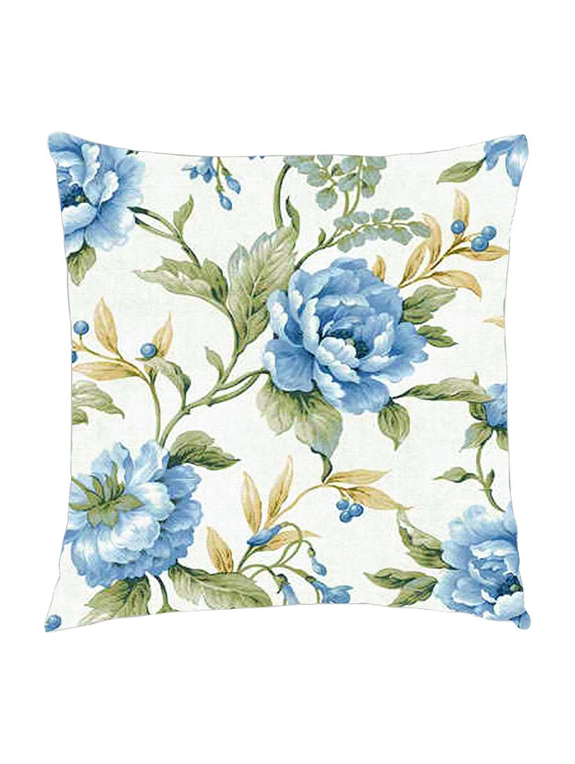 digitally printed cushion cover of vintage look blue flowers - 13285629 - Zoom Image - 0