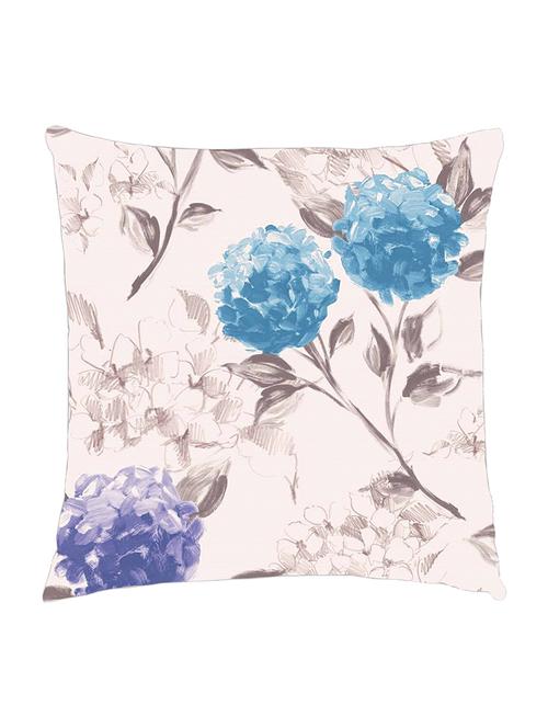 digitally printed cushion cover of painted look blue and voilet flowers - 13285630 - Standard Image - 0