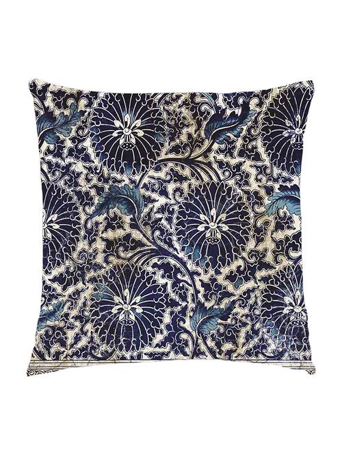 digitally printed cushion cover of dark blue vintage floral look tile design - 13285636 -  Standard Image - 0