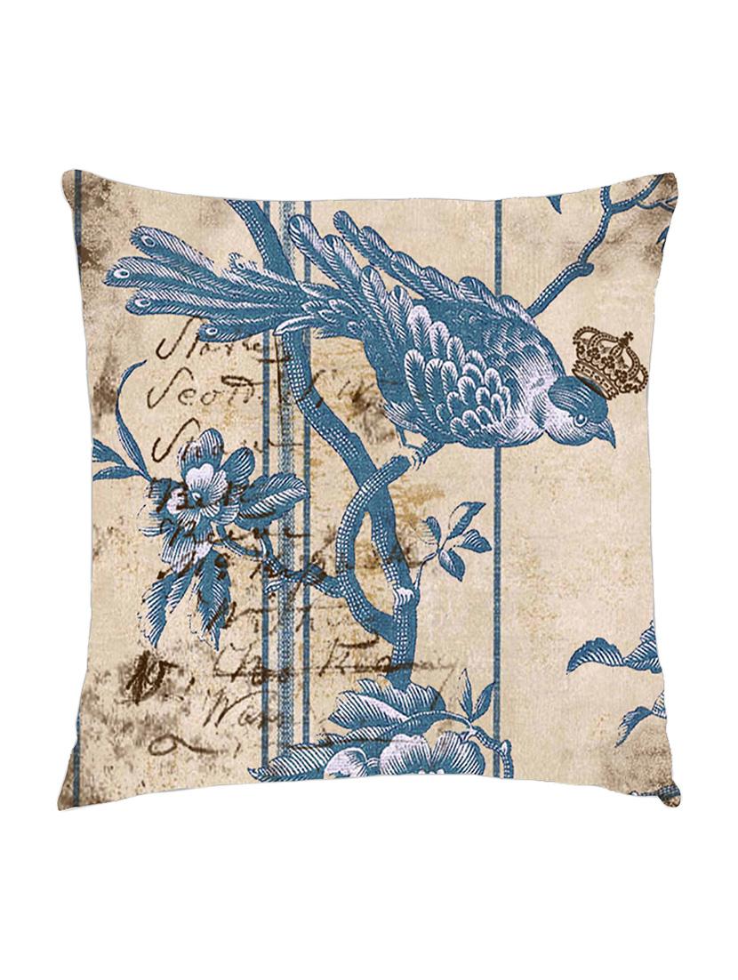digitally printed cushion cover of blue vintage bird on branch - 13285637 -  Zoom Image - 0