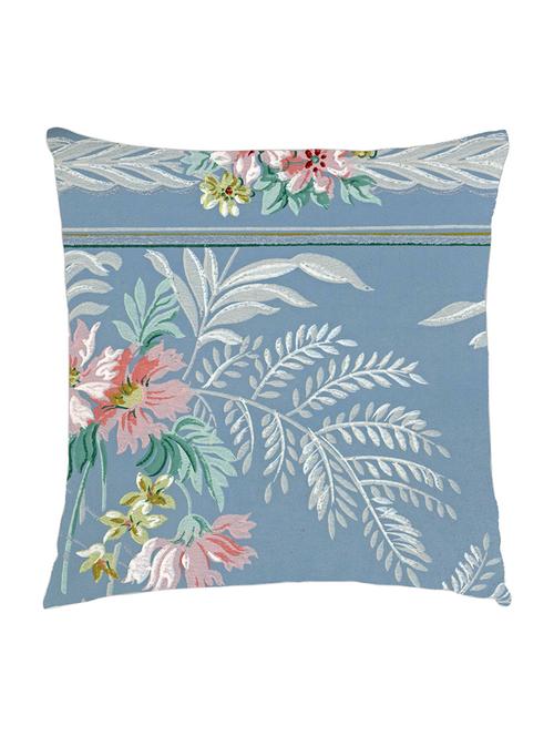 digitally printed cushion cover of vintage flower border design with blue background - 13285639 - Standard Image - 0
