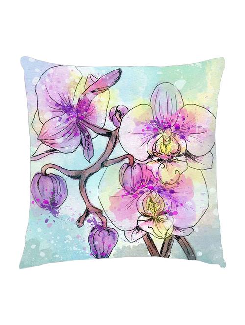 digitally printed cushion cover of pink watercolor look painted flowers - 13285640 -  Standard Image - 0