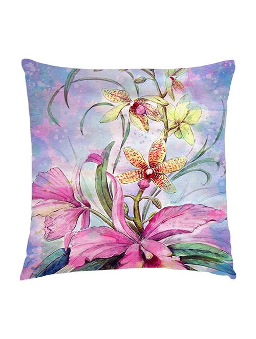 digitally printed cushion cover of pink flowers - 13285641 -  Standard Image - 0