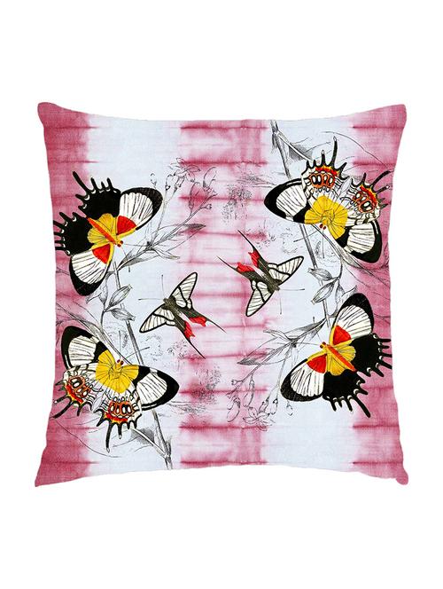 digitally printed cushion cover of butterflies on pink tie dye print - 13285652 - Standard Image - 0