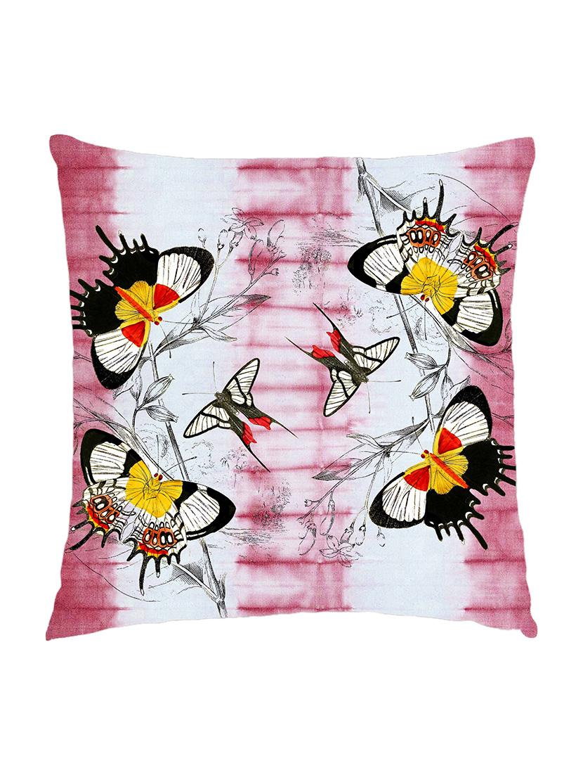 digitally printed cushion cover of butterflies on pink tie dye print - 13285652 -  Zoom Image - 0