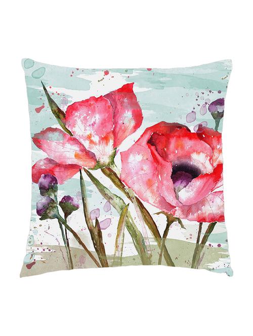 digitally printed cushion cover of two big red watercolor flowers - 13285657 -  Standard Image - 0