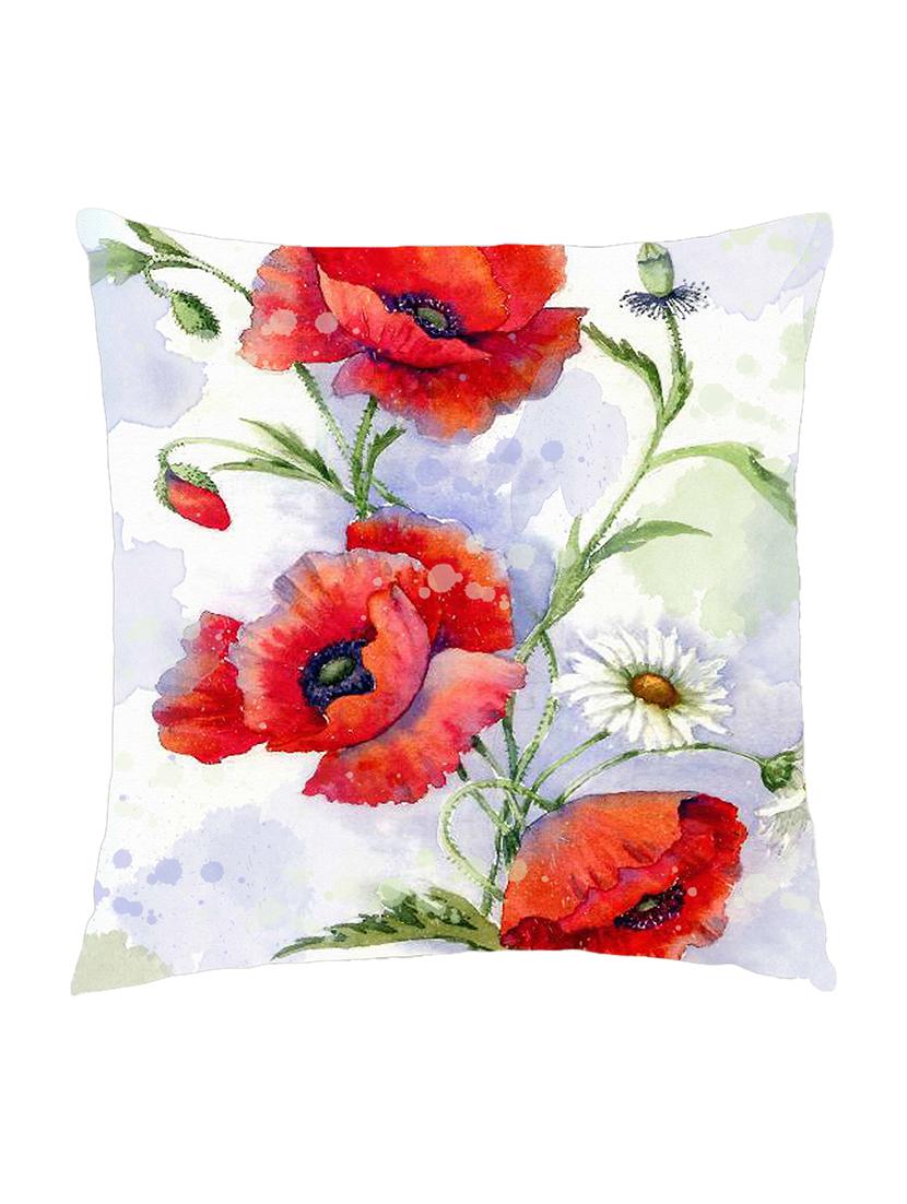 digitally printed cushion cover of three big red flowers - 13285658 -  Zoom Image - 0