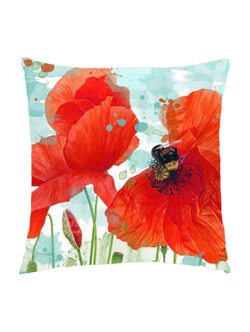 digitally printed cushion cover of two big red flowers - 13285661 - Standard Image - 0
