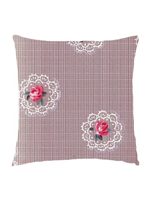 digitally printed cushion cover of small check background look with vintage red roses - 13285682 - Standard Image - 0