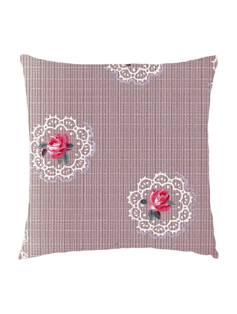 digitally printed cushion cover of small check background look with vintage red roses - 13285682 - Zoom Image - 0