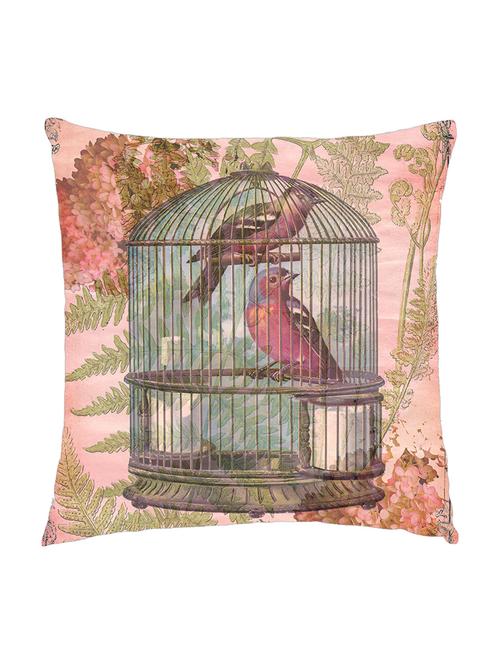 digitally printed cushion cover of two birds in cage - 13285713 -  Standard Image - 0