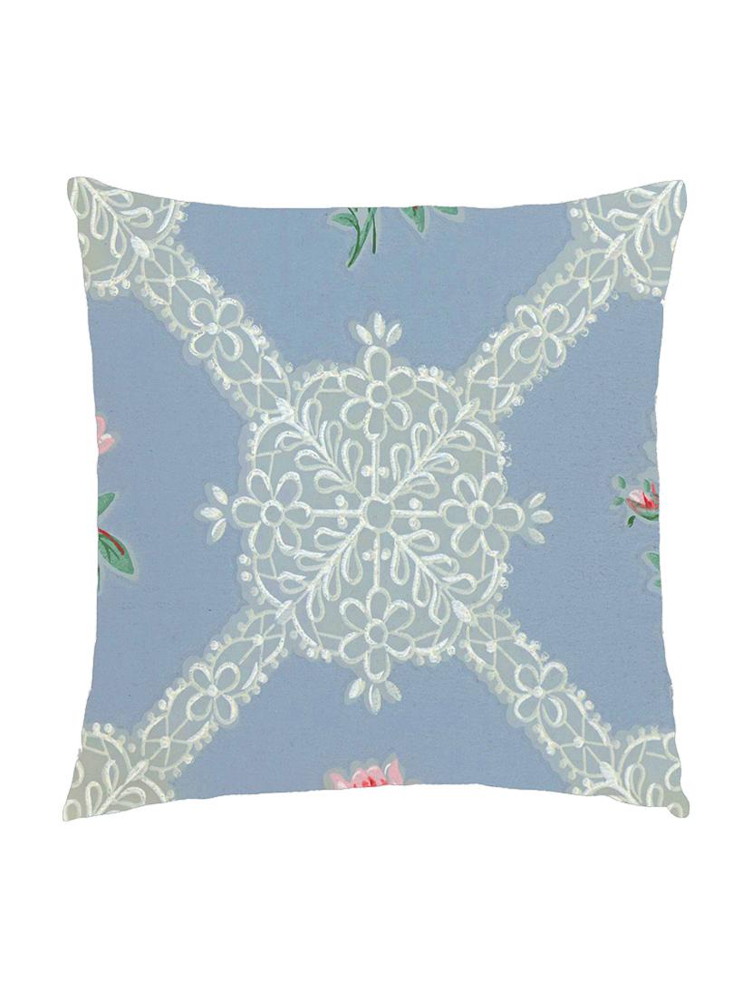 digitally printed cushion cover of a white floral net look pattern - 13285715 - Zoom Image - 0