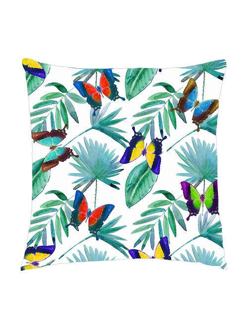 digitally printed cushion cover of butterflies and leaves - 13285729 -  Standard Image - 0