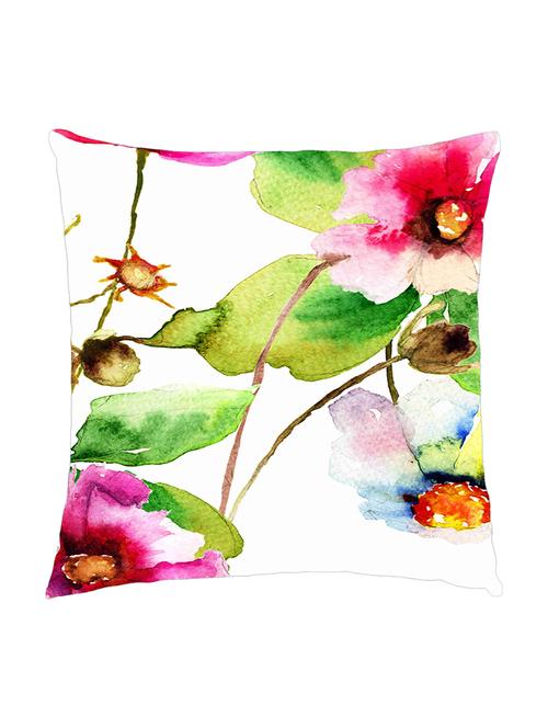 digitally printed cushion cover of watercolor flower - pink & green - 13285739 -  Standard Image - 0
