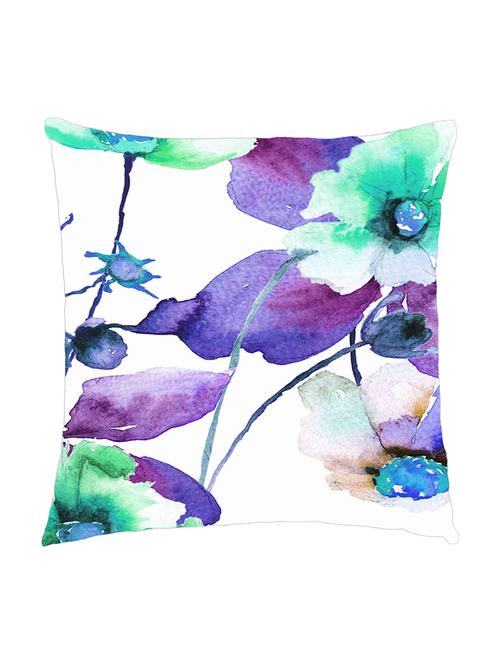 digitally printed cushion cover of watercolor flower - purple  & green - 13285741 -  Standard Image - 0