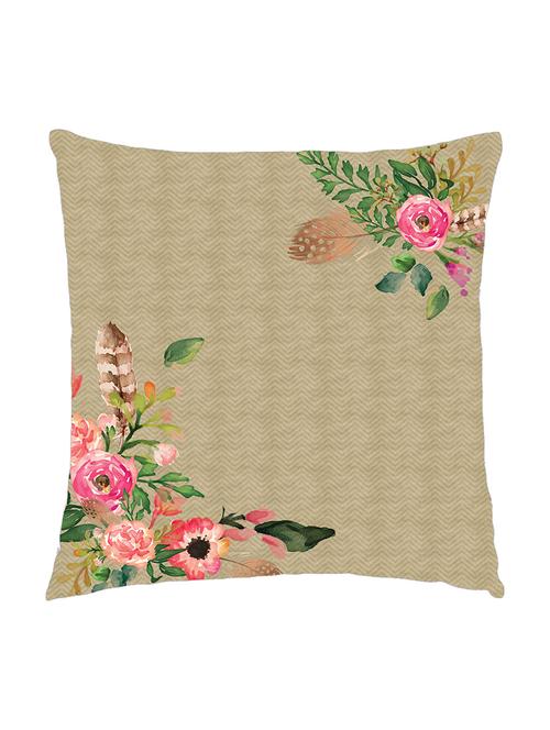 digitally printed cushion cover of flowers and leaves on brown texture - 13285746 -  Standard Image - 0