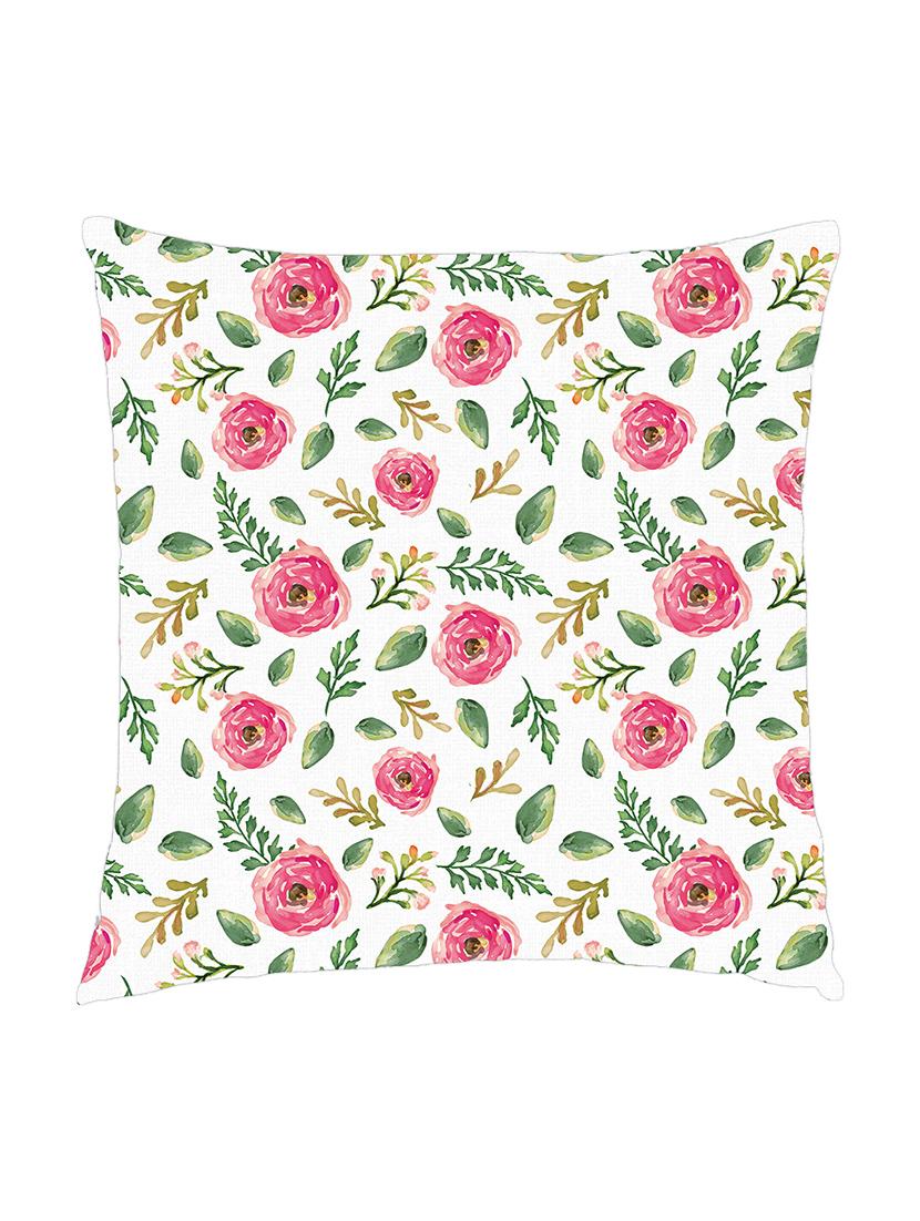 digitally printed cushion cover of pink roses and leaves - 13285748 - Zoom Image - 0