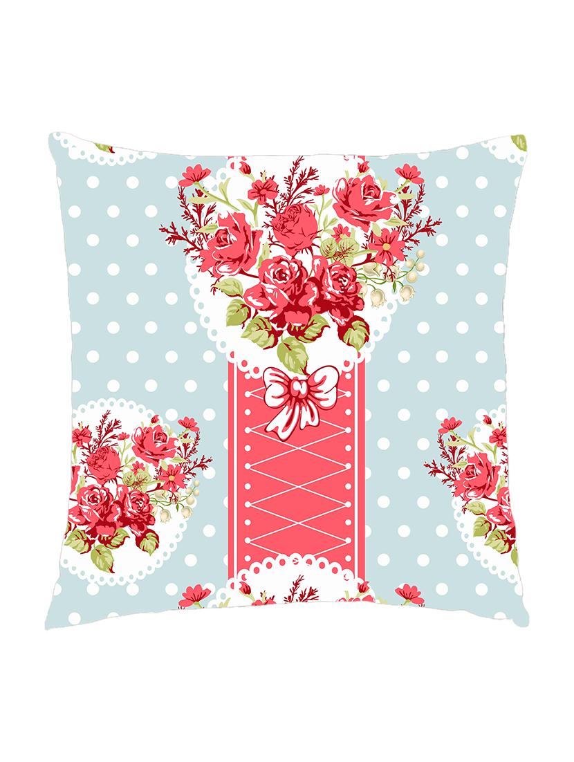 digitally printed cushion cover of red roses and polka dots - 13285754 -  Zoom Image - 0