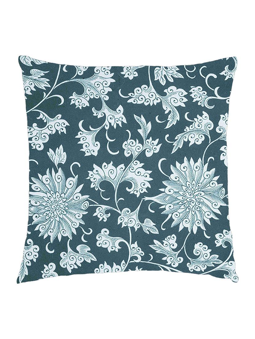 digitally printed cushion cover of floral pattern vintage print - dark green - 13285764 -  Zoom Image - 0